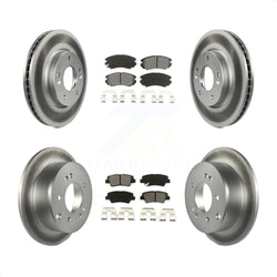 Front Rear Coated Disc Brake Rotors And Semi-Metallic Pads Kit For 2010-2011 Kia Soul 2.0L KGS-101046