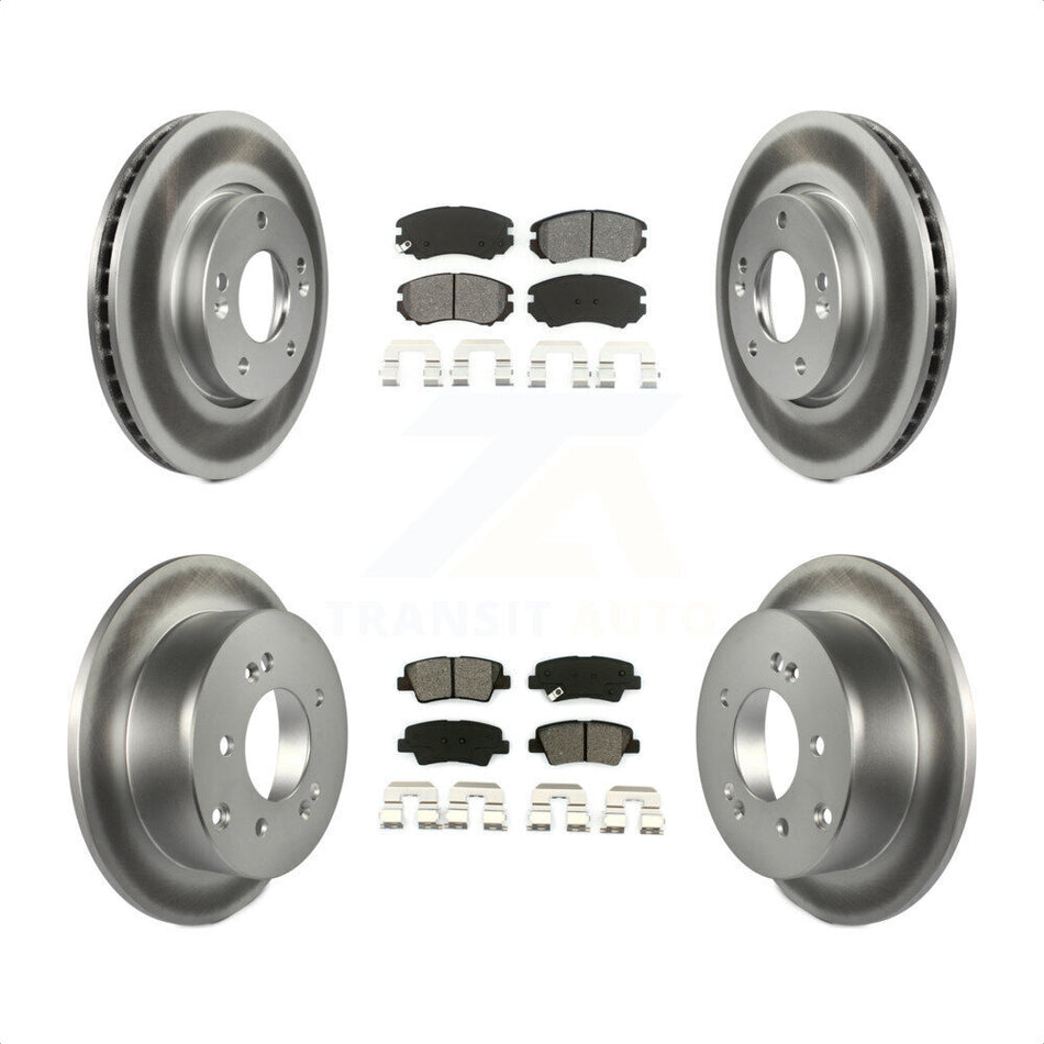 Front Rear Coated Disc Brake Rotors And Semi-Metallic Pads Kit For 2010-2011 Kia Soul 2.0L KGS-101046 by Transit Auto