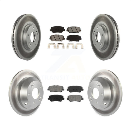 Front Rear Coated Disc Brake Rotors And Semi-Metallic Pads Kit For Kia Sorento Hyundai Santa Fe KGS-101050 by Transit Auto