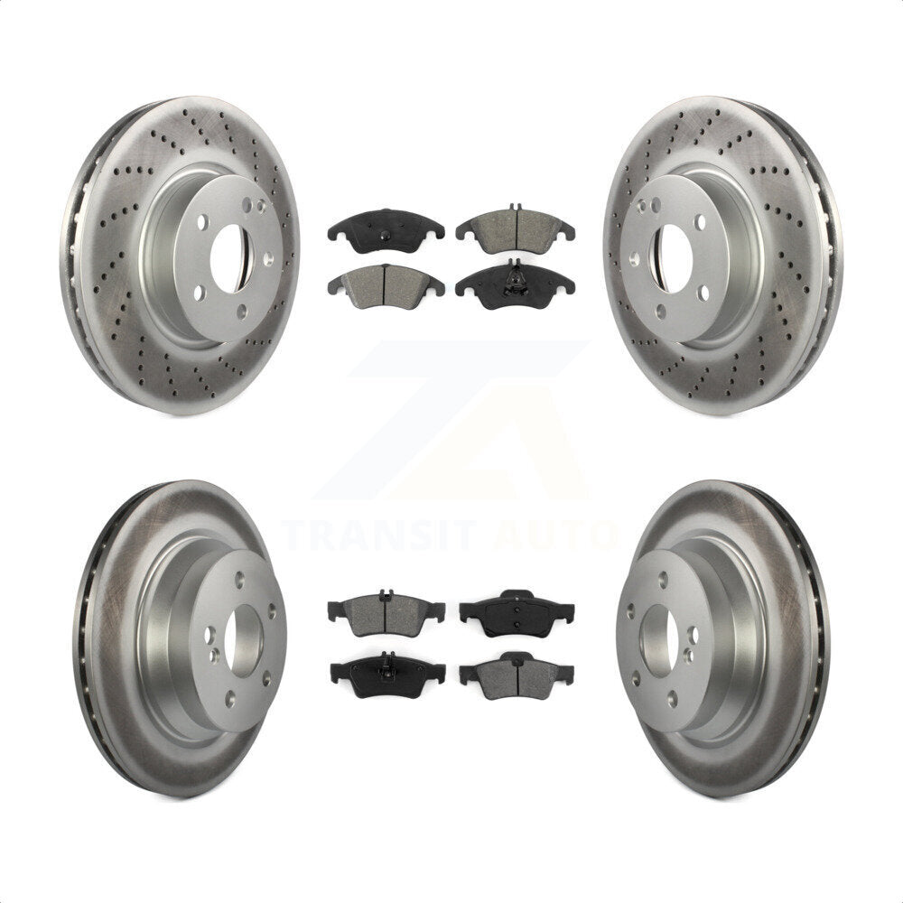 Front Rear Coated Disc Brake Rotors And Semi-Metallic Pads Kit For Mercedes-Benz E350 E400 With 322mm Diameter Rotor KGS-101062 by Transit Auto