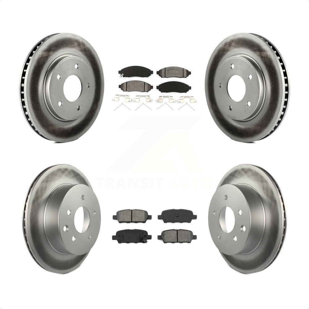 Front Rear Coated Disc Brake Rotors And Semi-Metallic Pads Kit For Nissan LEAF KGS-101068 by Transit Auto