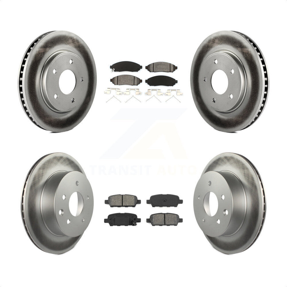 Front Rear Coated Disc Brake Rotors And Semi-Metallic Pads Kit For Nissan LEAF KGS-101068 by Transit Auto