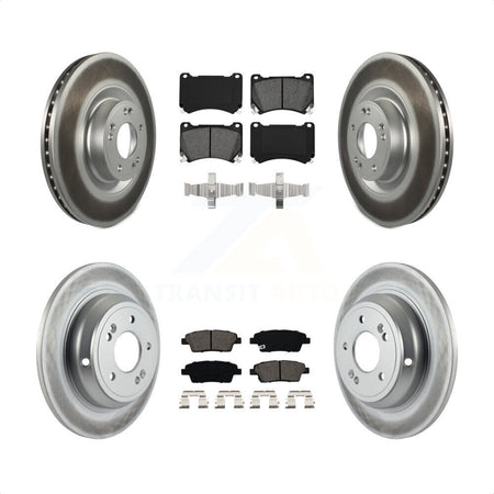 Front Rear Coated Disc Brake Rotors And Semi-Metallic Pads Kit For 2012-2014 Hyundai Genesis 5.0L KGS-101069 by Transit Auto