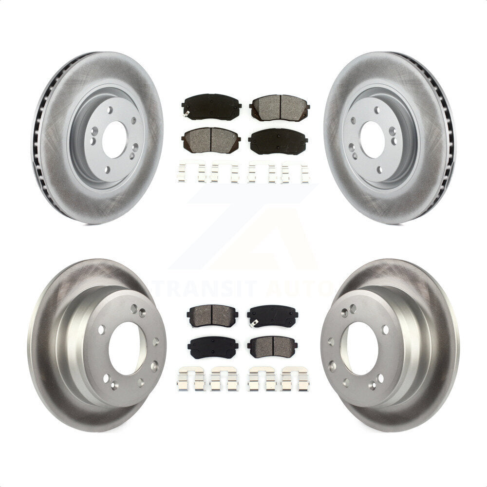 Front Rear Coated Disc Brake Rotors And Semi-Metallic Pads Kit For 2015 Hyundai Tucson FWD with FUEL CELL EV (FCEV) engine KGS-101074 by Transit Auto