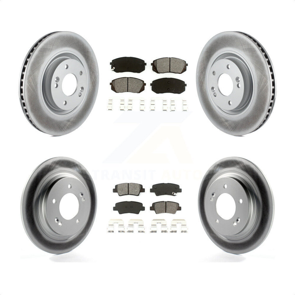 Front Rear Coated Disc Brake Rotors And Semi-Metallic Pads Kit For 2015 Hyundai Sonata GAS engine With Power Operated Parking KGS-101075 by Transit Auto