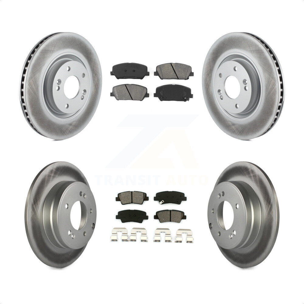 Front Rear Coated Disc Brake Rotors And Semi-Metallic Pads Kit For Kia Optima 2.0L KGS-101076 by Transit Auto