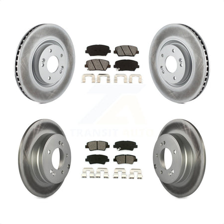 Front Rear Coated Disc Brake Rotors And Semi-Metallic Pads Kit For Hyundai Azera KGS-101078 by Transit Auto