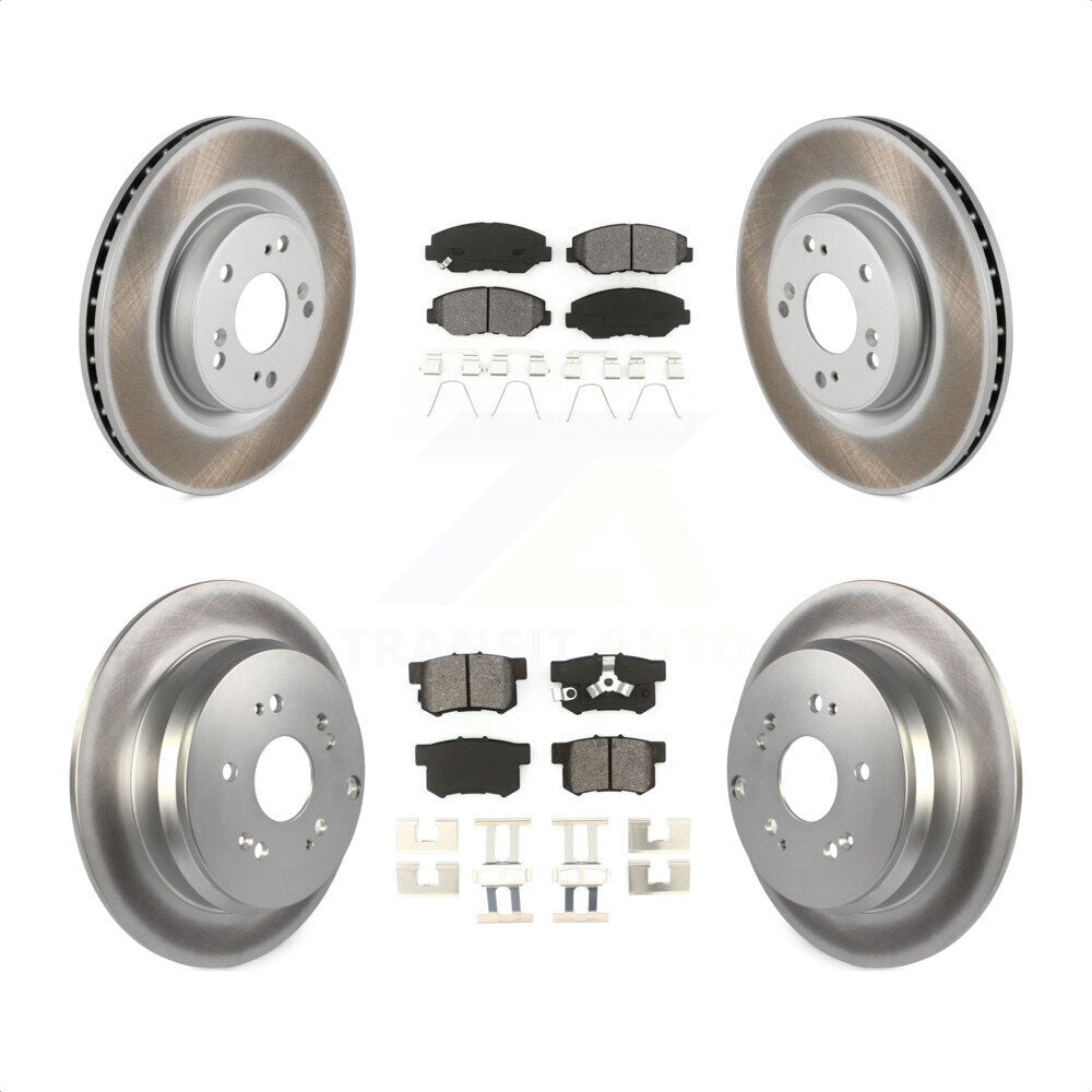 Front Rear Coated Disc Brake Rotors And Semi-Metallic Pads Kit For 2012-2016 Honda CR-V FWD KGS-101098 by Transit Auto