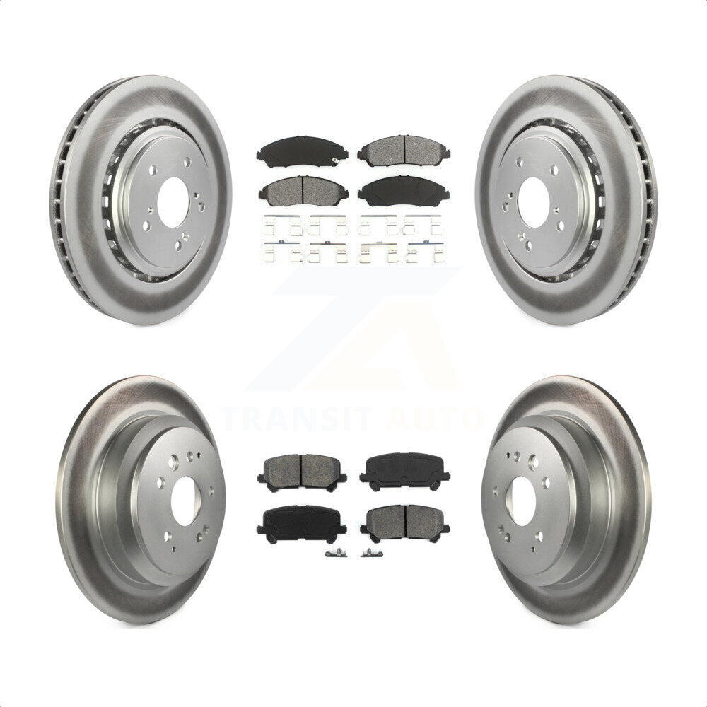 Front Rear Coated Disc Brake Rotors And Semi-Metallic Pads Kit For 2014-2016 Acura MDX KGS-101105 by Transit Auto