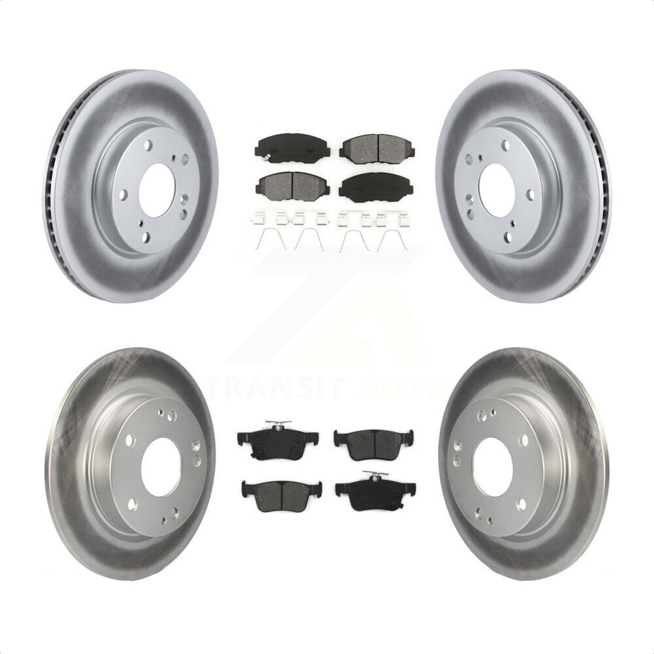 Front Rear Coated Disc Brake Rotors And Semi-Metallic Pads Kit For Honda Civic KGS-101121 by Transit Auto