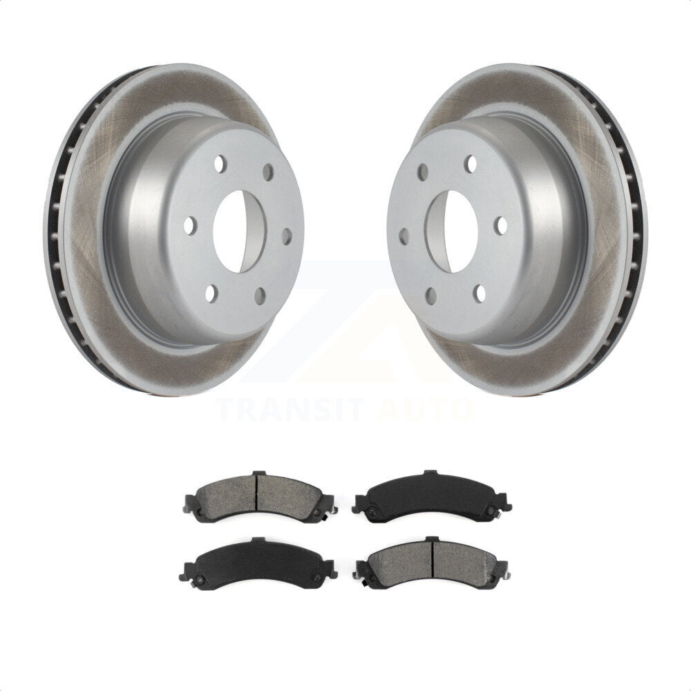 Rear Coated Disc Brake Rotors And Semi-Metallic Pads Kit For Chevrolet Silverado 1500 GMC Tahoe Sierra Suburban Yukon Avalanche XL Cadillac Escalade ESV EXT KGS-101133 by Transit Auto