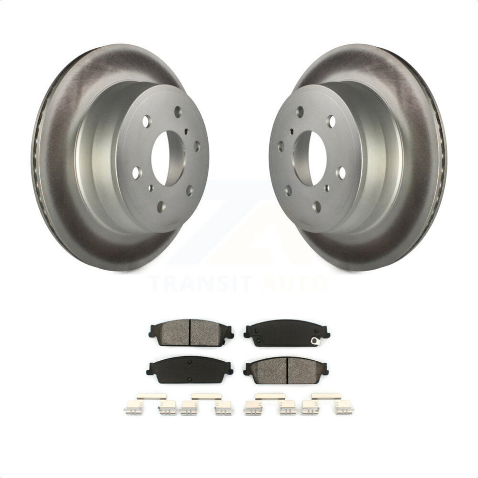 Rear Coated Disc Brake Rotors And Semi-Metallic Pads Kit For Chevrolet Silverado 1500 GMC Sierra Tahoe Suburban Yukon Cadillac XL Avalanche Escalade ESV EXT KGS-101153 by Transit Auto