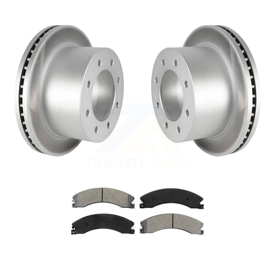 Rear Coated Disc Brake Rotors And Semi-Metallic Pads Kit For 2011-2019 Chevrolet Silverado 3500 HD GMC Sierra With Dual Wheels KGS-101171 by Transit Auto