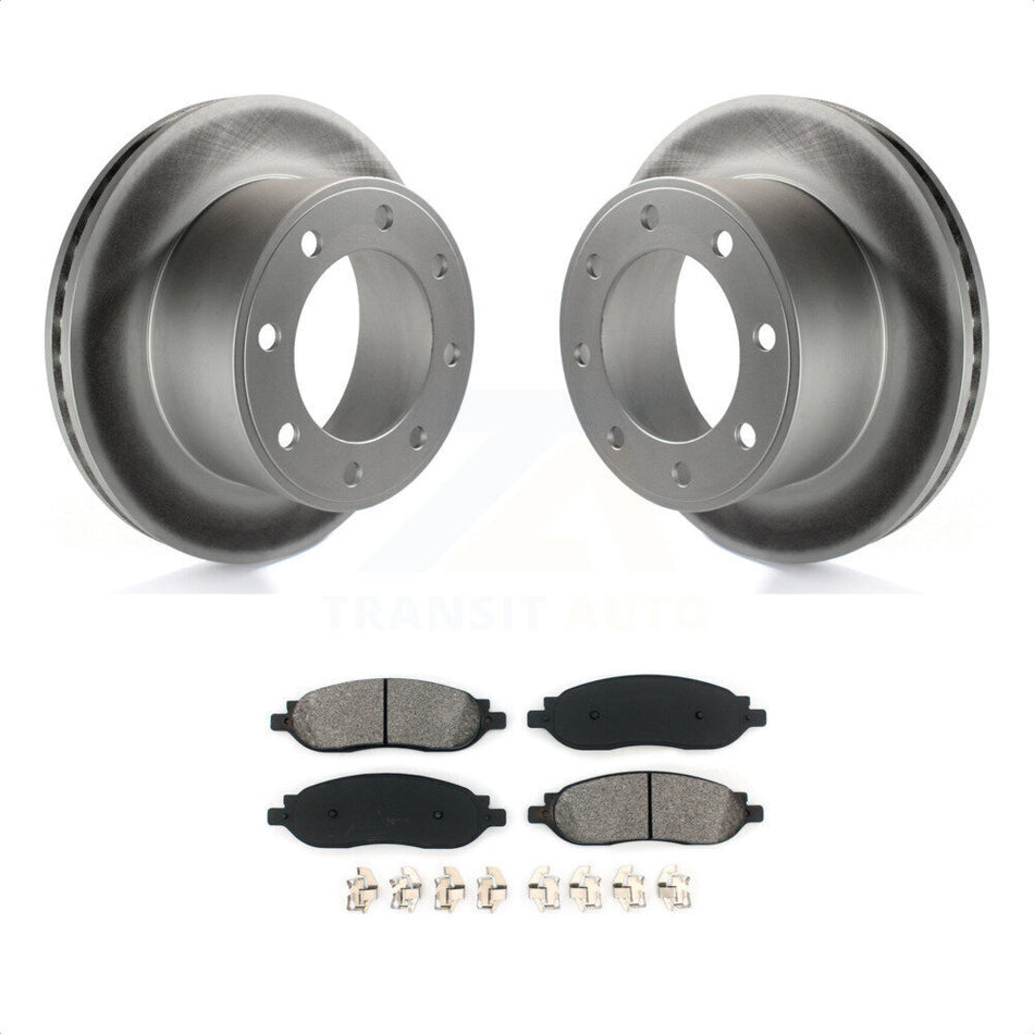 Rear Coated Disc Brake Rotors And Semi-Metallic Pads Kit For 2005-2007 Ford F-250 Super Duty F-350 KGS-101202 by Transit Auto