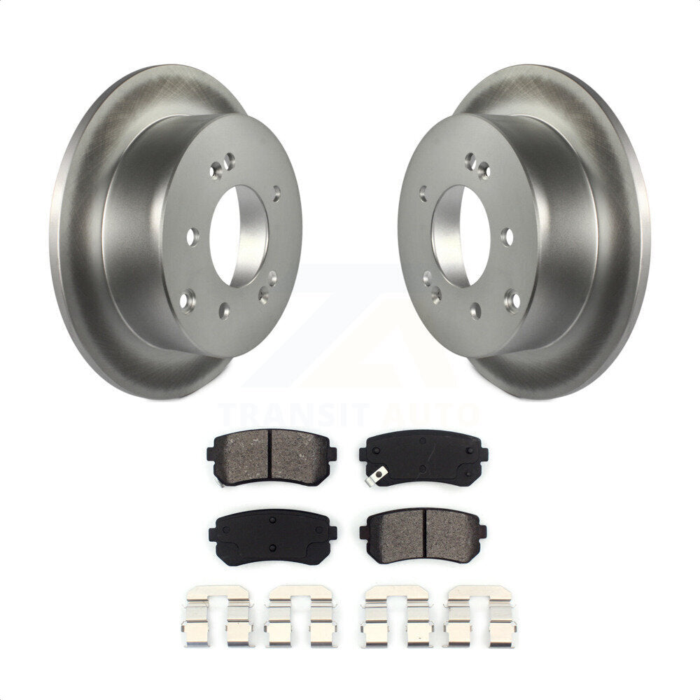 Rear Coated Disc Brake Rotors And Semi-Metallic Pads Kit For Kia Forte Koup Forte5 KGS-101438 by Transit Auto