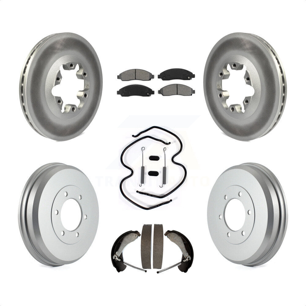 Front Rear Coated Disc Brake Rotors Semi-Metallic Pads And Drum Kit (7Pc) For Chevrolet Colorado GMC Canyon Isuzu i-290 i-280 i-370 i-350 KGS-101504 by Transit Auto