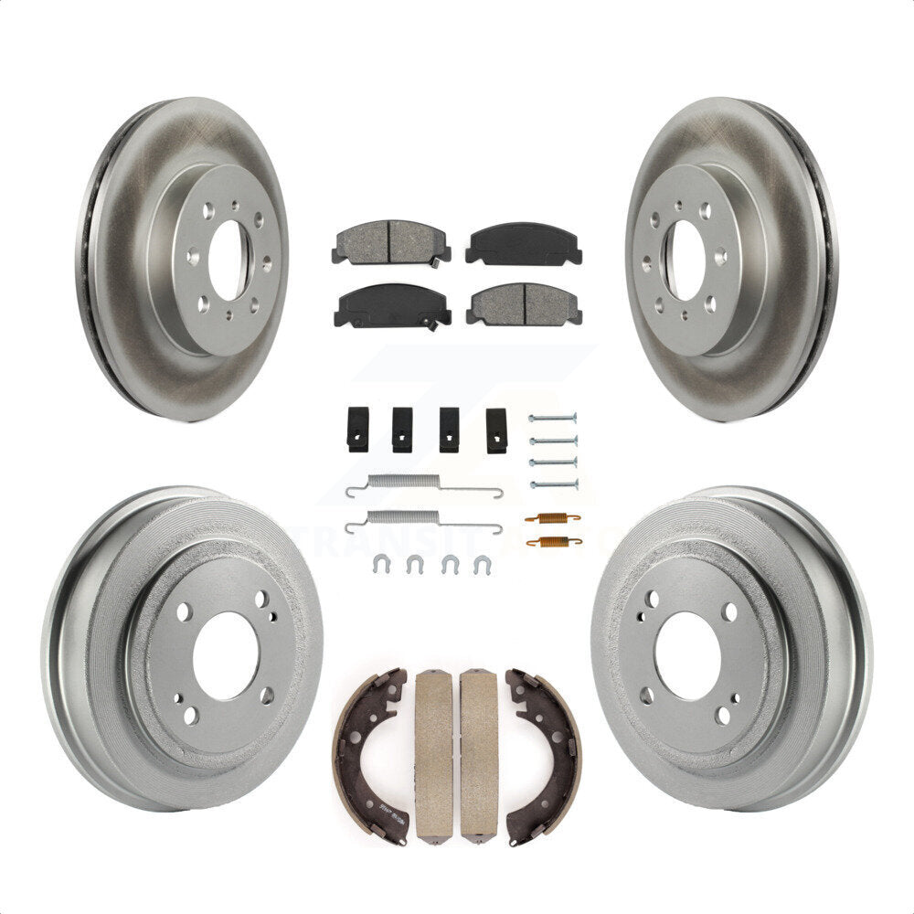 Front Rear Coated Disc Brake Rotors Semi-Metallic Pads And Drum Kit (7Pc) For 1997 Honda Civic LX with 4-Wheel ABS KGS-101522 by Transit Auto