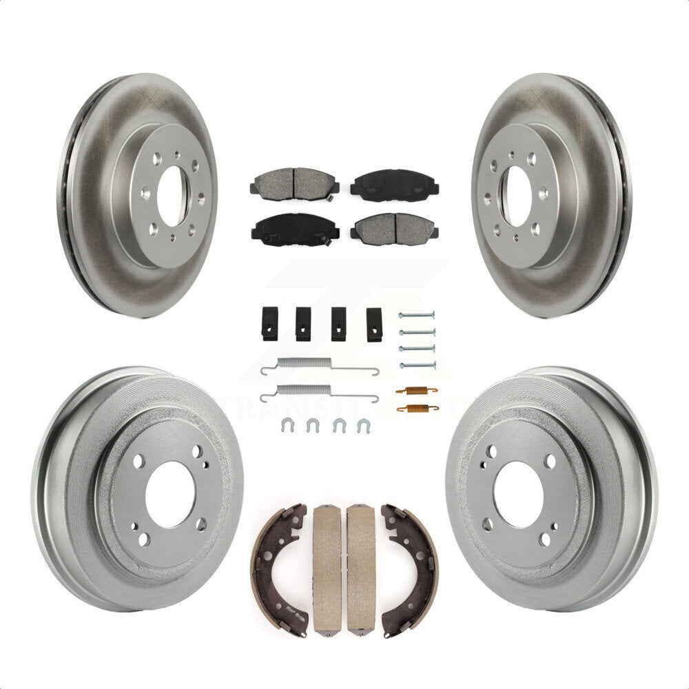 Front Rear Coated Disc Brake Rotors Semi-Metallic Pads And Drum Kit (7Pc) For Honda Civic Acura EL KGS-101524 by Transit Auto