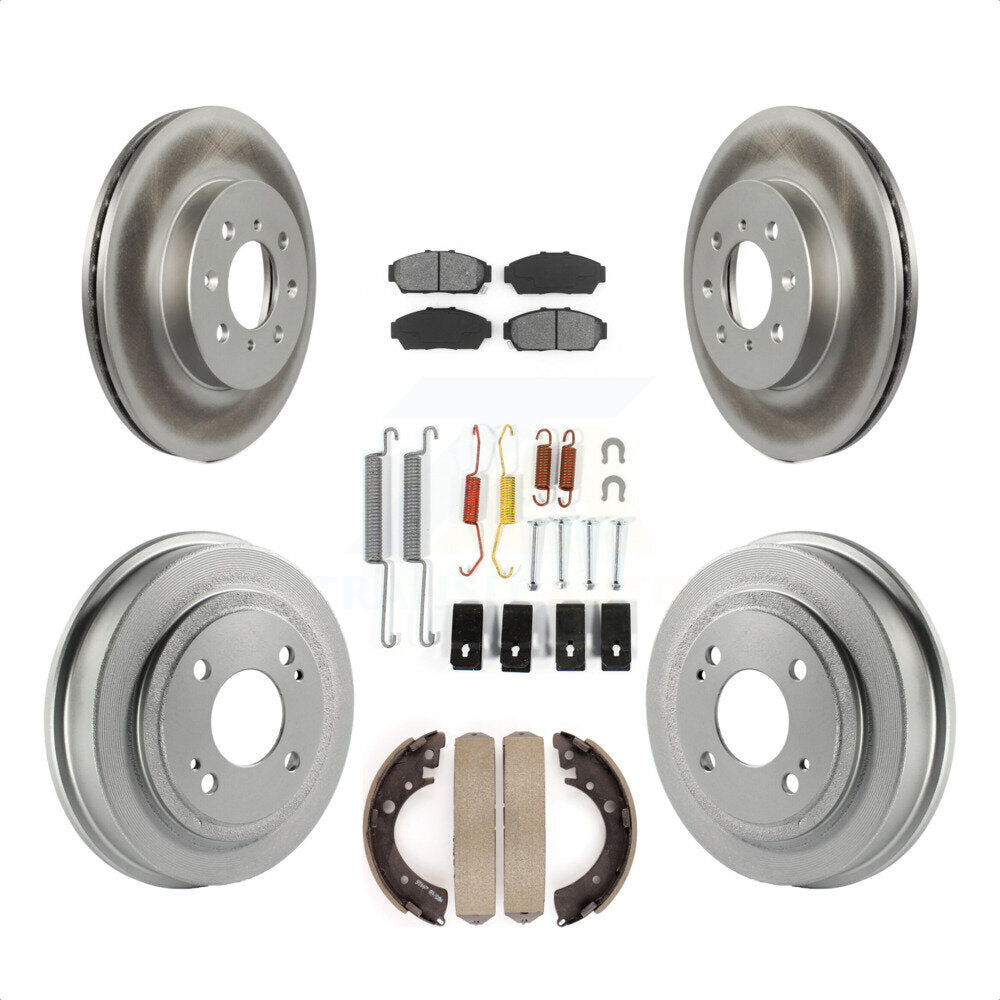 Front Rear Coated Disc Brake Rotors Semi-Metallic Pads And Drum Kit (7Pc) For Honda Civic KGS-101525 by Transit Auto