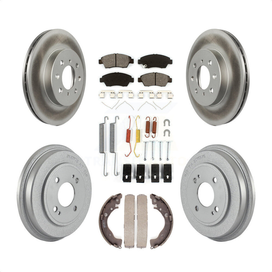 Front Rear Coated Disc Brake Rotors Semi-Metallic Pads And Drum Kit (7Pc) For Honda Fit KGS-101529 by Transit Auto