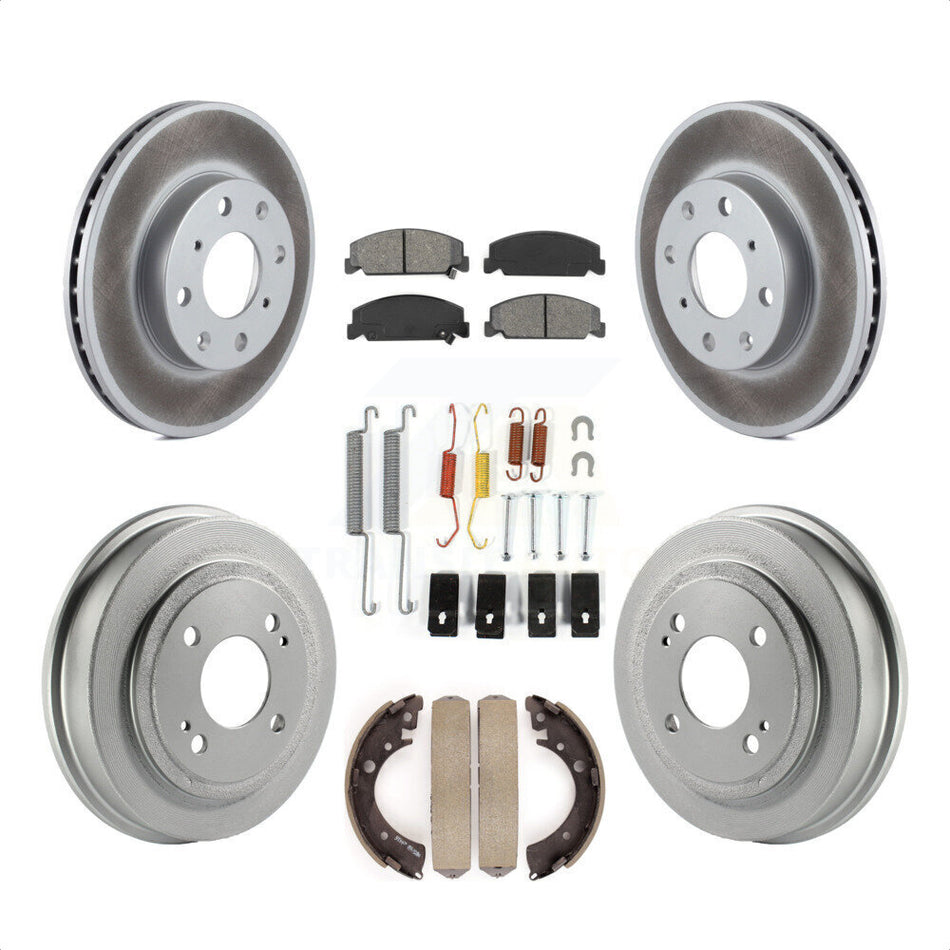 Front Rear Coated Disc Brake Rotors Semi-Metallic Pads And Drum Kit (7Pc) For Honda Civic KGS-101530 by Transit Auto