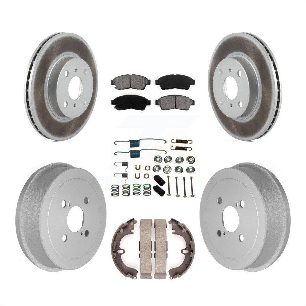 Front Rear Coated Disc Brake Rotors Semi-Metallic Pads And Drum Kit (7Pc) For 1993-1997 Toyota Corolla Geo Prizm KGS-101534 by Transit Auto