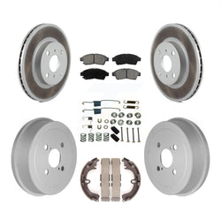 Front Rear Coated Disc Brake Rotors Semi-Metallic Pads And Drum Kit (7Pc) For 1993-1997 Toyota Corolla Geo Prizm KGS-101534