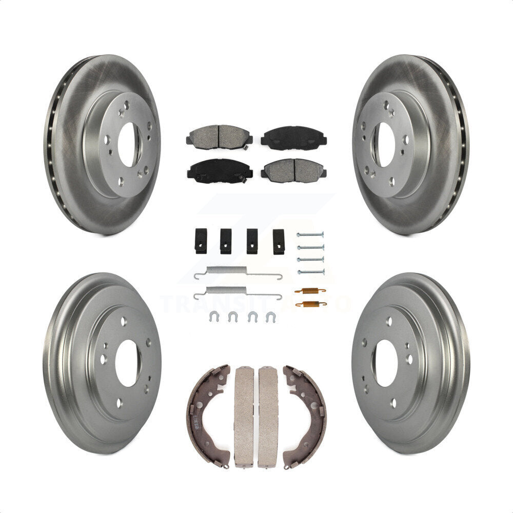 Front Rear Coated Disc Brake Rotors Semi-Metallic Pads And Drum Kit (7Pc) For Honda Civic KGS-101544 by Transit Auto