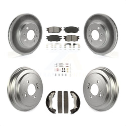 Front Rear Coated Disc Brake Rotors Semi-Metallic Pads And Drum Kit (7Pc) For Hyundai Accent Kia Rio Rio5 KGS-101549