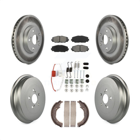 Front Rear Coated Disc Brake Rotors Semi-Metallic Pads And Drum Kit (7Pc) For Toyota Corolla KGS-101552 by Transit Auto