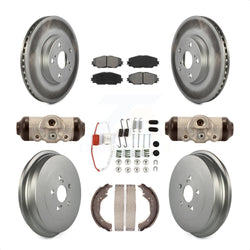 Front Rear Coated Disc Brake Rotors Semi-Metallic Pads And Drum Kit (9Pc) For 2009-2013 Toyota Corolla KGS-101572