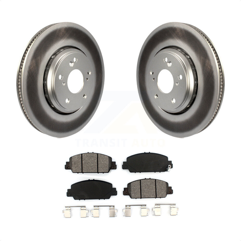 Front Coated Disc Brake Rotors And Semi-Metallic Pads Kit For 2017 Honda Accord Hybrid EX-L Touring KGS-101591 by Transit Auto