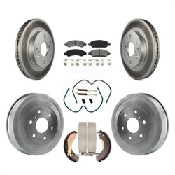 Front Rear Coated Disc Brake Rotors Semi-Metallic Pads And Drum Kit (7Pc) For 2009-2009 Chevrolet Silverado 1500 GMC Sierra Except Vehicles Using Hold Down Pins KGS-101600