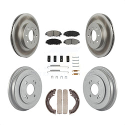 Front Rear Coated Disc Brake Rotors Semi-Metallic Pads And Drum Kit (7Pc) For Honda Insight KGS-101609