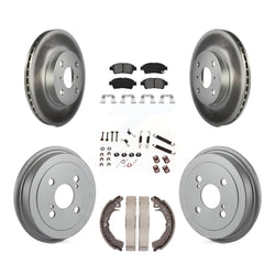 Front Rear Coated Disc Brake Rotors Semi-Metallic Pads And Drum Kit (7Pc) For 2000 Toyota Echo From 08 00 KGS-101612