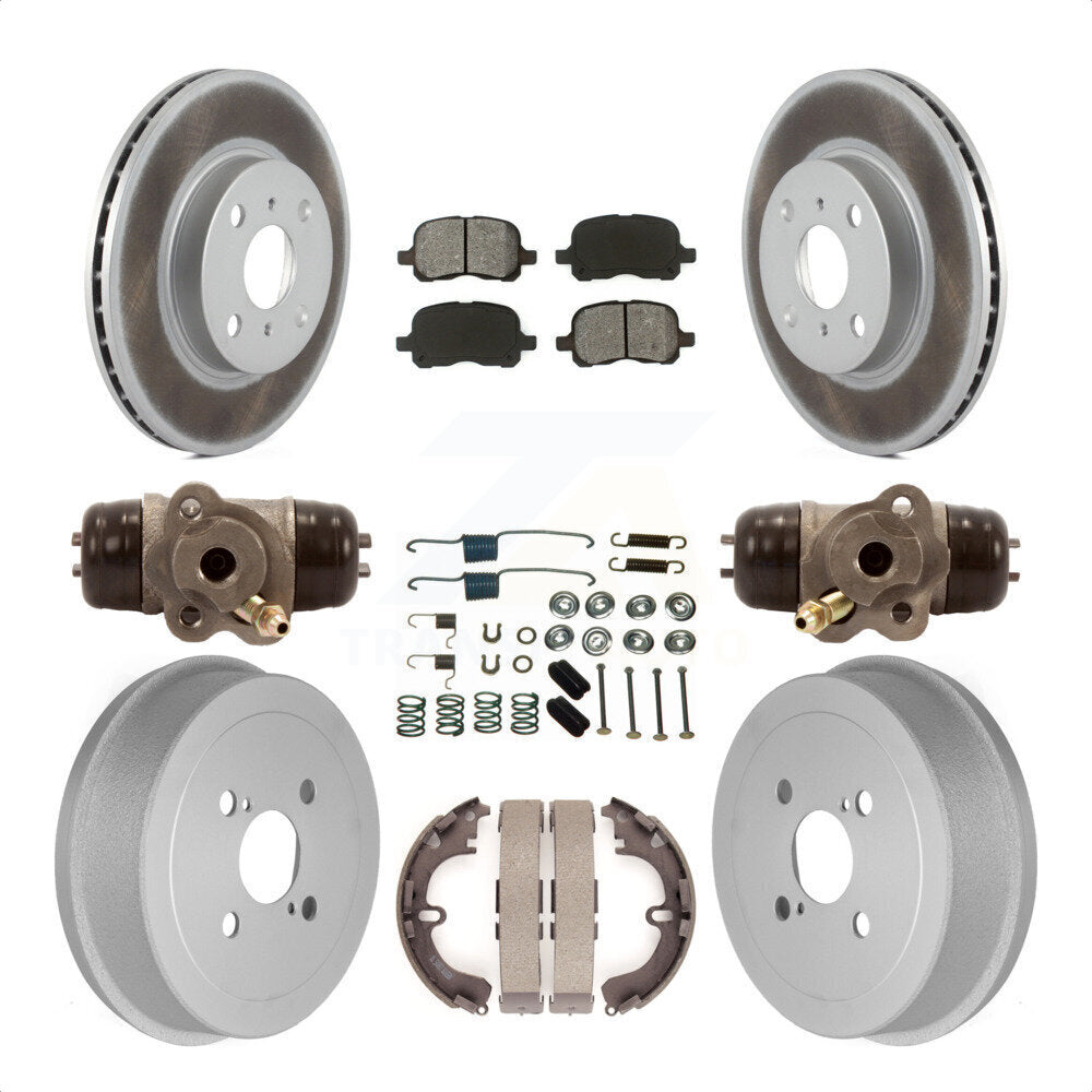 Front Rear Coated Disc Brake Rotors Semi-Metallic Pads And Drum Kit (9Pc) For Toyota Corolla Chevrolet Prizm Non-ABS KGS-101637 by Transit Auto