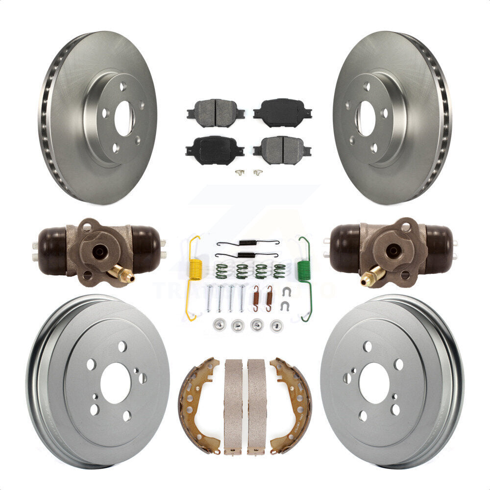 Front Rear Coated Disc Brake Rotors Semi-Metallic Pads And Drum Kit (9Pc) For 2003-2005 Toyota Celica KGS-101638 by Transit Auto