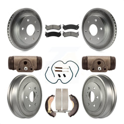 Front Rear Coated Disc Brake Rotors Semi-Metallic Pads And Drum Kit (9Pc) For Chevrolet Silverado 1500 GMC Sierra Classic With 7000 Lb GVW KGS-101647