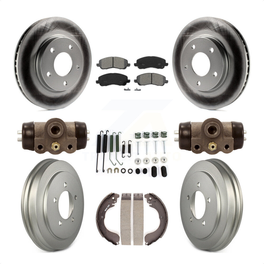 Front Rear Coated Disc Brake Rotors Semi-Metallic Pads And Drum Kit (9Pc) For Dodge Caliber KGS-101668 by Transit Auto