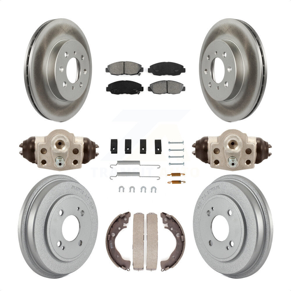 Front Rear Coated Disc Brake Rotors Semi-Metallic Pads And Drum Kit (9Pc) For Honda Insight KGS-101670 by Transit Auto