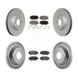 Front Rear Coated Disc Brake Rotors And Semi-Metallic Pads Kit For 2014-2017 Kia Rondo With Manual Parking KGS-101723