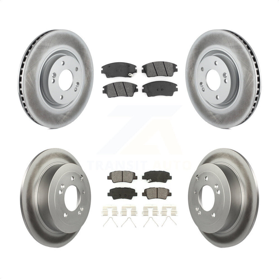 Front Rear Coated Disc Brake Rotors And Semi-Metallic Pads Kit For 2017-2021 Kia Sportage Turbocharged With Manual Parking KGS-101729 by Transit Auto