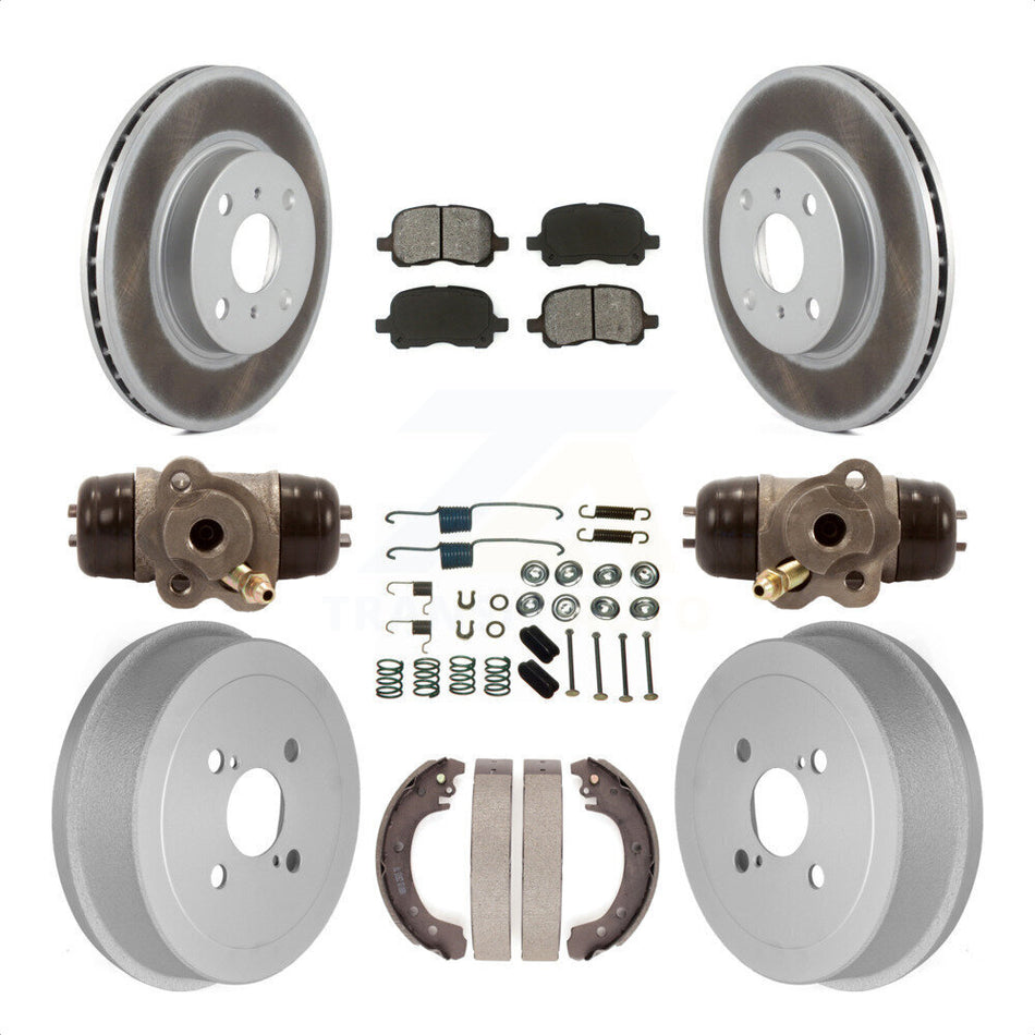 Front Rear Coated Disc Brake Rotors Semi-Metallic Pads And Drum Kit (9Pc) For 2002 Toyota Corolla Non-ABS From 04 02 KGS-101741 by Transit Auto