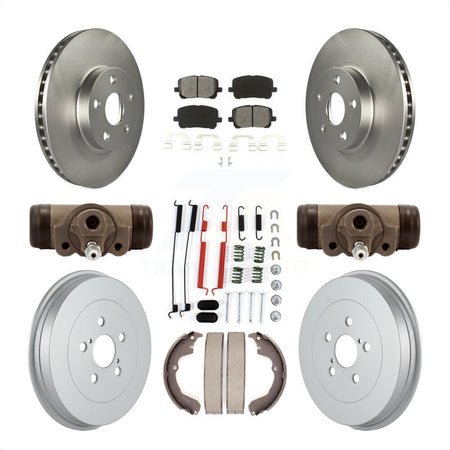 Front Rear Coated Disc Brake Rotors Semi-Metallic Pads And Drum Kit (9Pc) For Toyota Matrix Pontiac Vibe KGS-101742 by Transit Auto