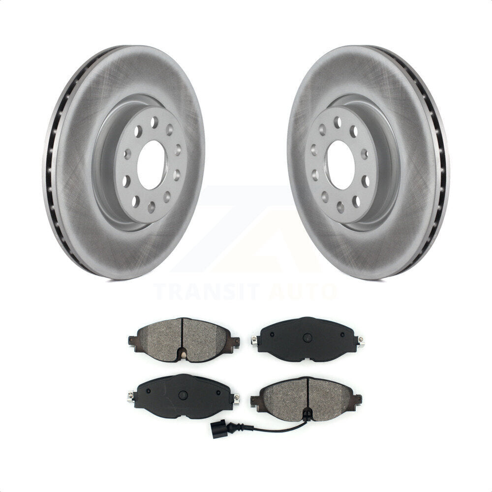 Front Coated Disc Brake Rotors And Semi-Metallic Pads Kit For Volkswagen Audi GTI A3 Quattro Golf Alltrack Sportback e-tron TT Taos Passat KGS-101766 by Transit Auto