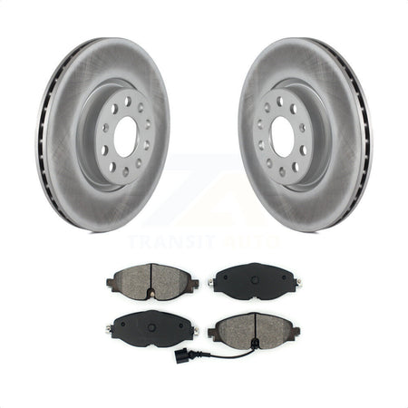 Front Coated Disc Brake Rotors And Semi-Metallic Pads Kit For Volkswagen Audi GTI A3 Quattro Golf Alltrack Sportback e-tron TT Taos Passat KGS-101766 by Transit Auto