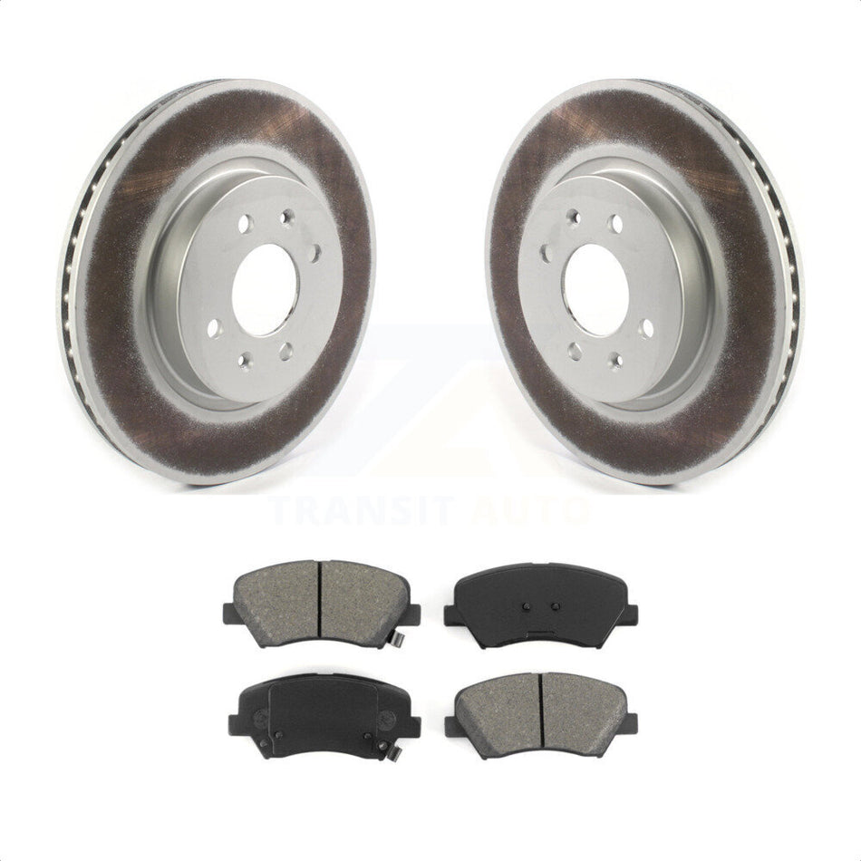 Front Coated Disc Brake Rotors And Semi-Metallic Pads Kit For Kia Rio KGS-101797 by Transit Auto