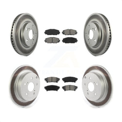 Front Rear Coated Disc Brake Rotors And Semi-Metallic Pads Kit For 2012-2018 Toyota Prius V KGS-101835