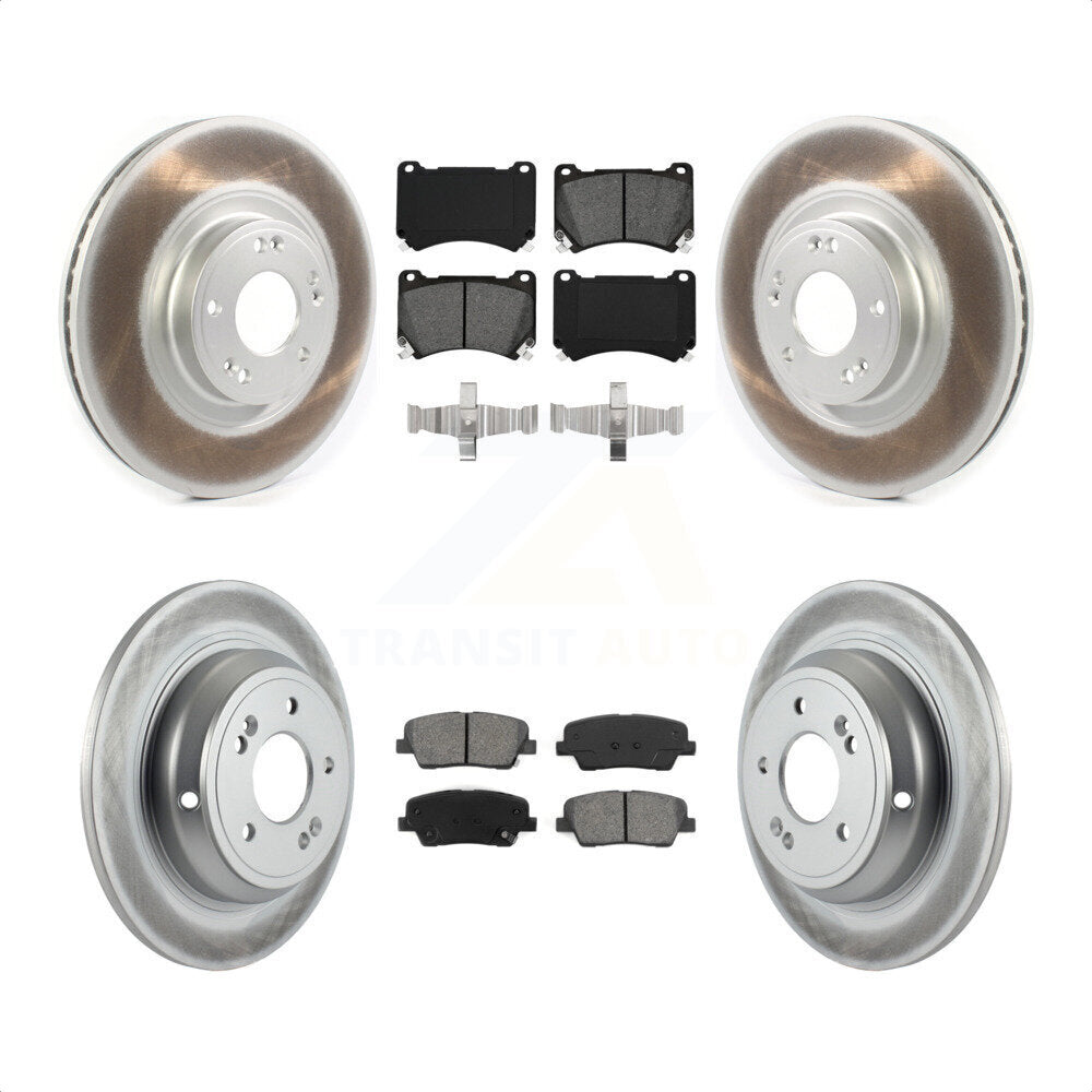 Front Rear Coated Disc Brake Rotors And Semi-Metallic Pads Kit For Hyundai Genesis 4.6L KGS-101838 by Transit Auto