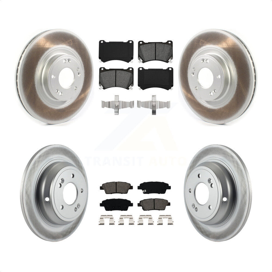 Front Rear Coated Disc Brake Rotors And Semi-Metallic Pads Kit For Hyundai Genesis KGS-101839 by Transit Auto